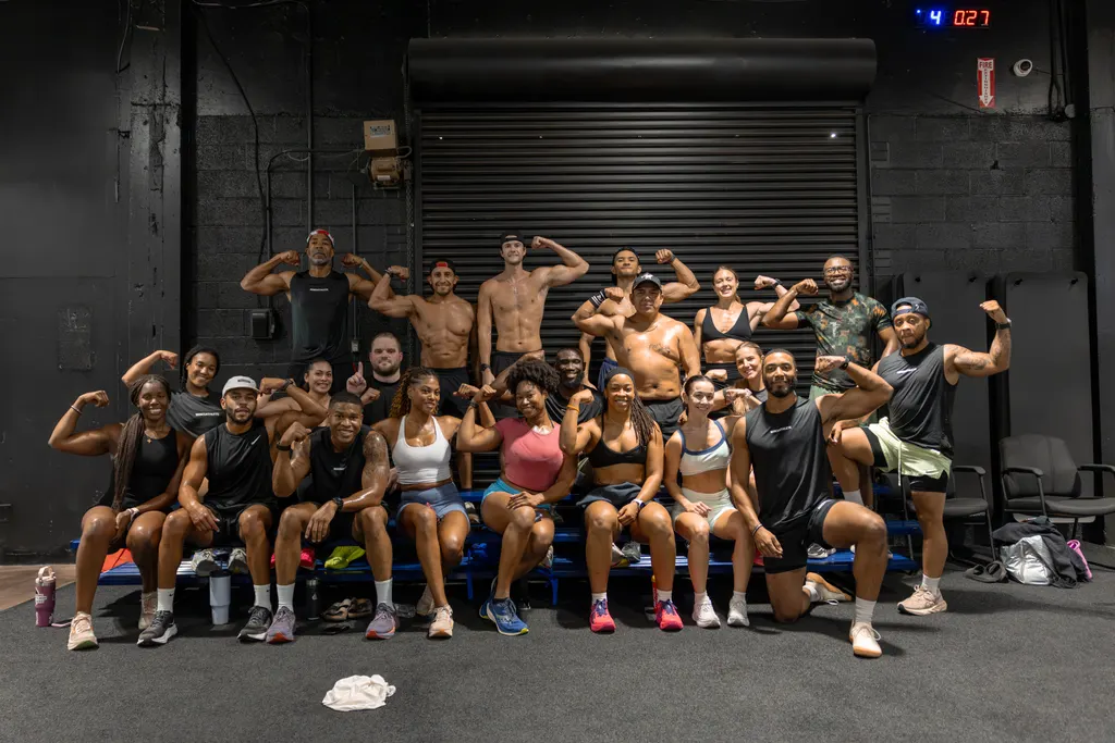 DPS members and coaches posing together after a group workout